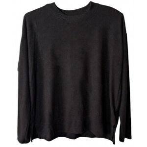 Lucky Brand Sweater Small Black Crewneck Viscose Polyester Stretch Classic